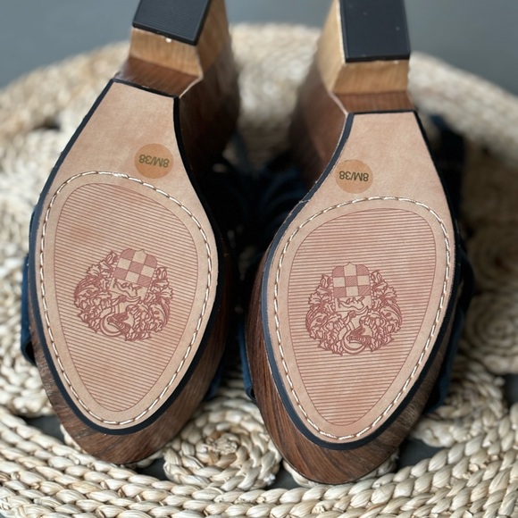 Vince Camuto Onia Slingback Gradient Wood Blue Suede Platform Wedge Sandals - Picture 3 of 8